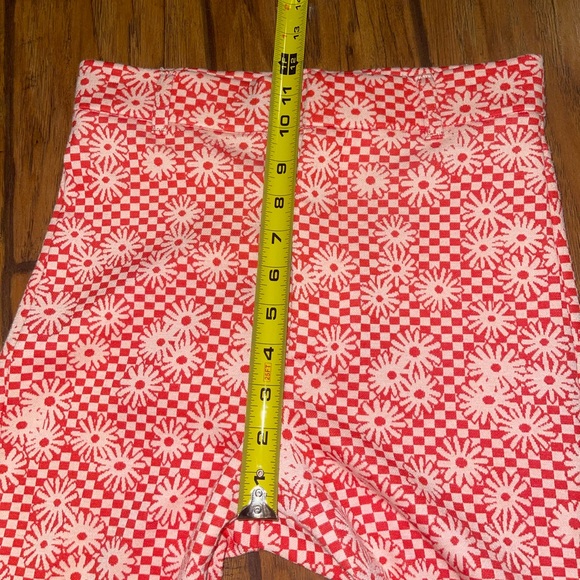 Zara Orange Pink Checkered Daisy Flower Size Small Flare Pants Women hippie boho - Picture 7 of 8